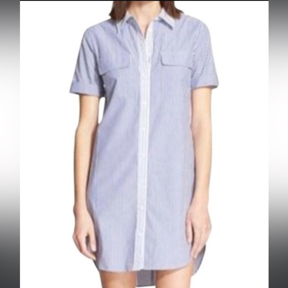 Equipment Blue and White Striped Shirt